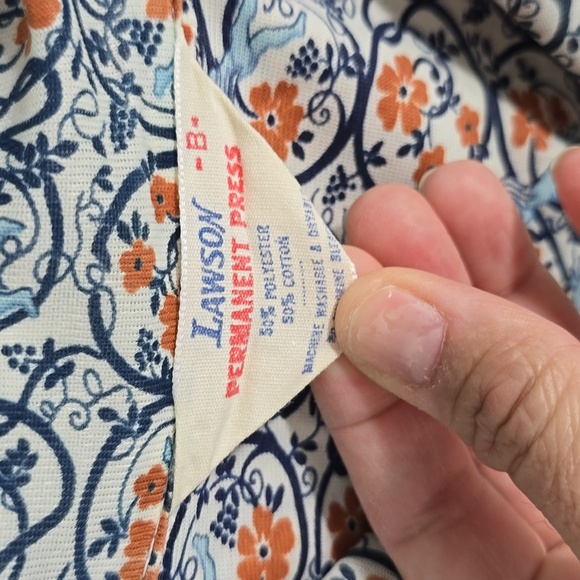 {Lawson} Mid-Century Vinatage Button Down Floral Print Blouse - Picture 13 of 14